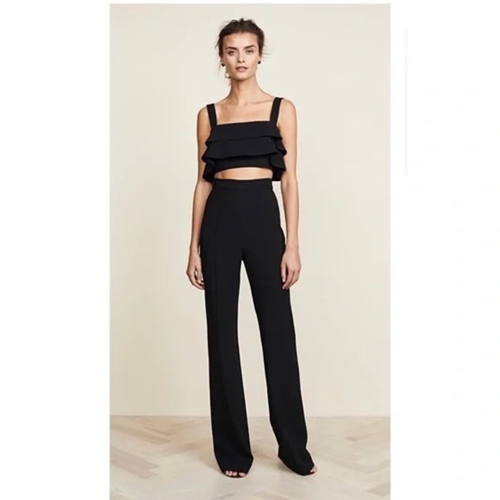 Black Halo Black Isabella Ruffle Crop Top, Bandeau Top